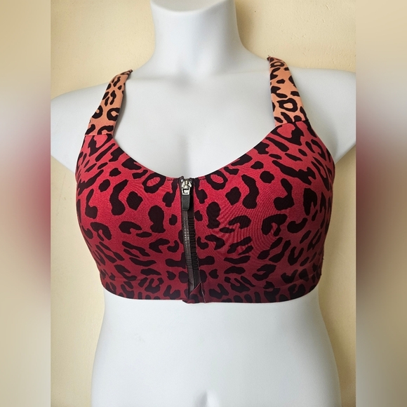 VICTORIA SECRET- Women's Leopard Print Zip-Front Sports Bra Cup Size 36D . - Picture 1 of 7